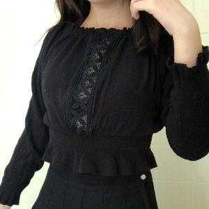 Black Lace Peplum Blouse